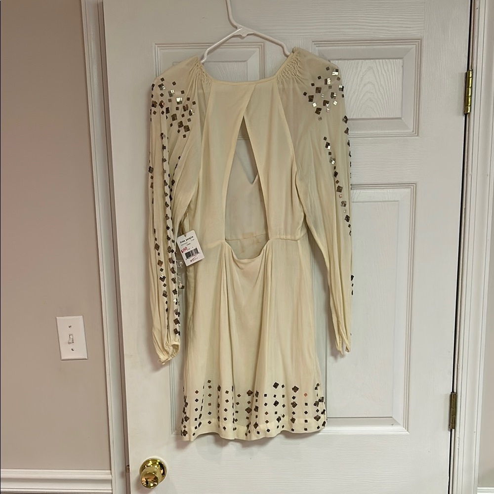Free People Elegant Cream Dress with Silver Accents - Picture 2 of 4